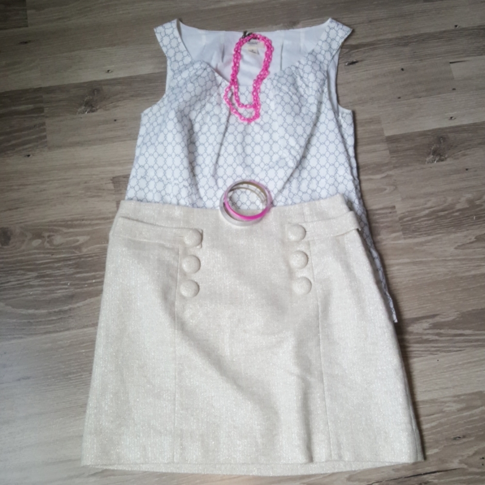 J.Crew nautical shimmery, light wool blend, skirt